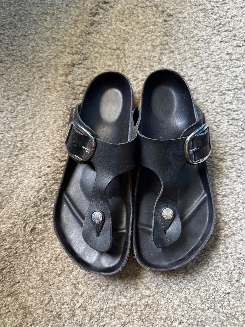 Birkenstock Black Big Buckle Gizeh Thong Sandals